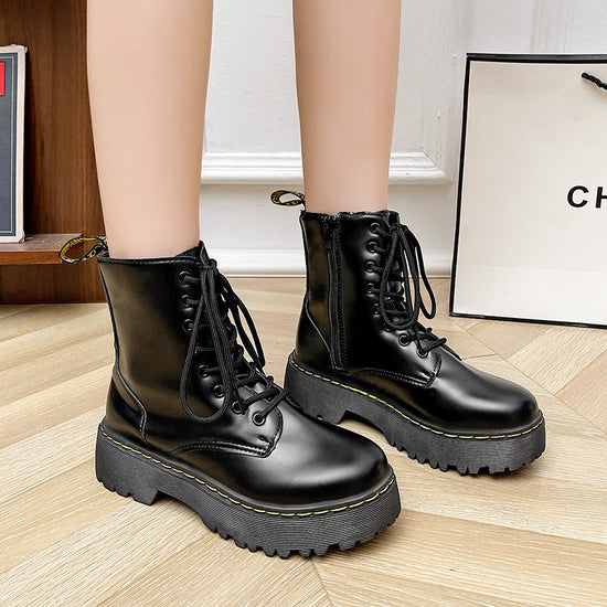 Botas Martin con Cordones y Tacón Grueso – Estilo Versátil para Mujer